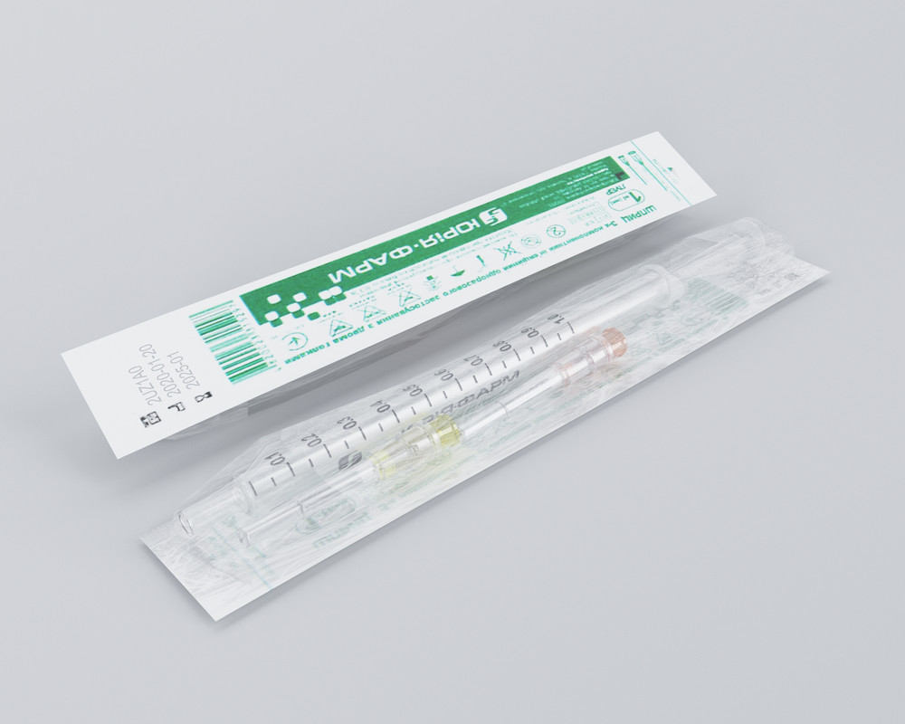 Шприц 1 ml (мл) луєр трьохкомпонентний ін'єкційний одноразового застосування з двома голками (0,5х13 mm (мм) (25Gх1/2)/0,3х9 mm (мм) (30Gх3/8))